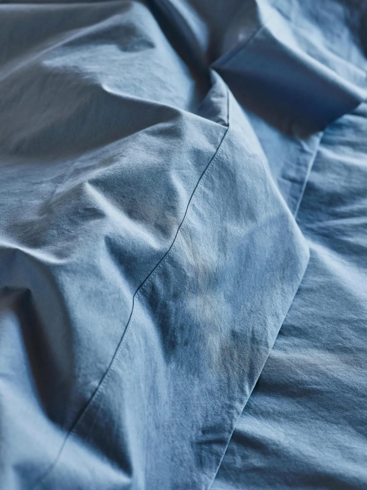 Cove Blue Washed Cotton Percale Flat Sheet