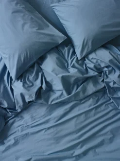 Cove Blue Washed Percale Cotton Duvet Cover
