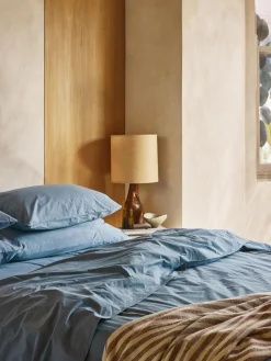 Cove Blue Washed Percale Cotton Duvet Cover