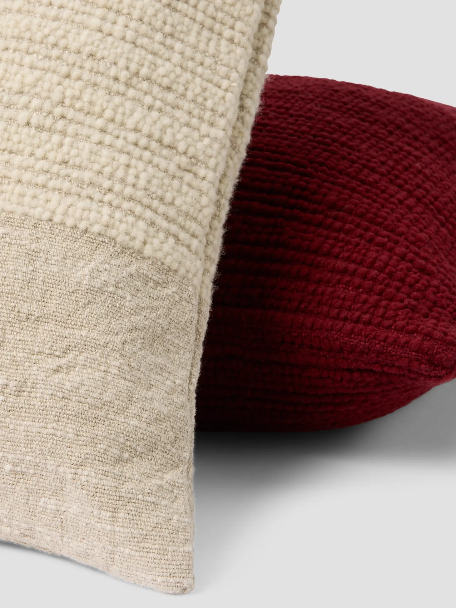 Cream & Oatmeal Soft Cross Weave Wool Square Cushion Cover