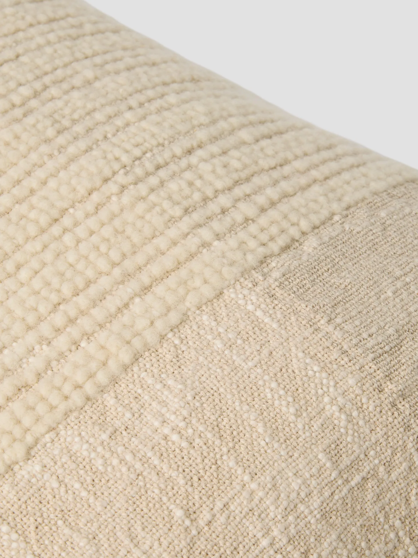 Cream & Oatmeal Soft Cross Weave Wool Square Cushion Cover