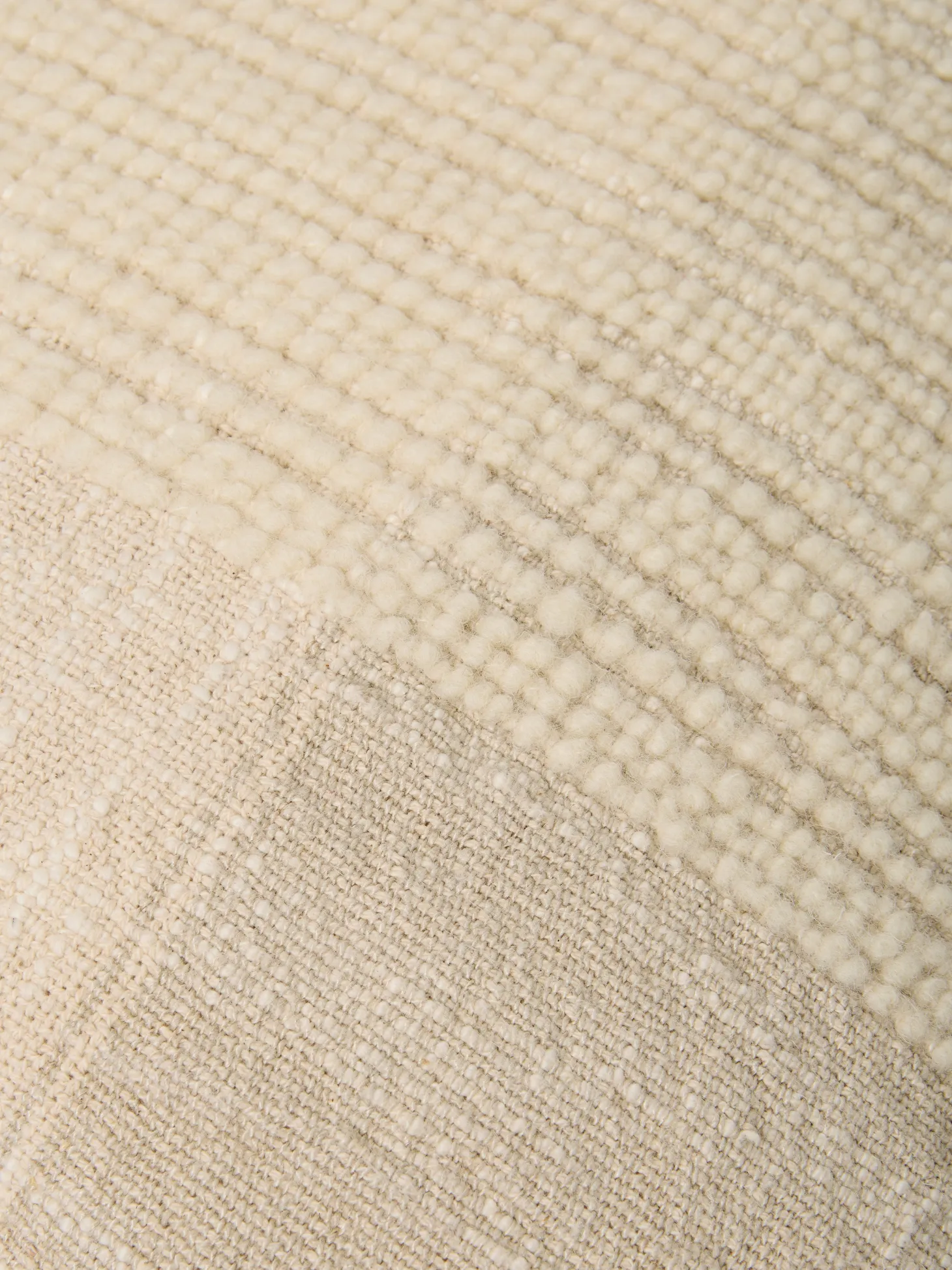 Cream & Oatmeal Soft Cross Weave Wool Rectangle Cushion Cover