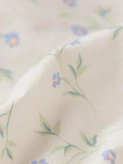 Cream Spring Sprig Cotton Flat Sheet