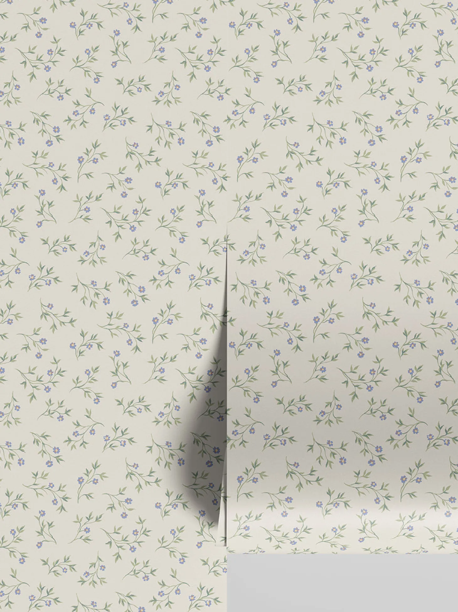 Cream Spring Sprig Wallpaper