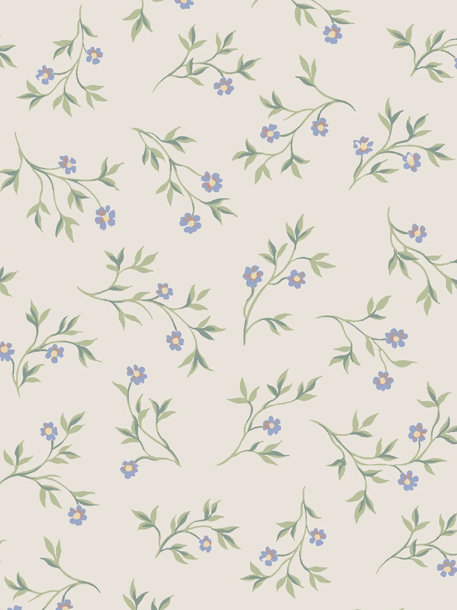 Cream Spring Sprig Wallpaper