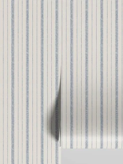 Denim Blue Ticking Stripe Wallpaper