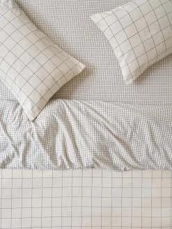 Dream Blue Burlow Plaid Cotton Percale Duvet Cover