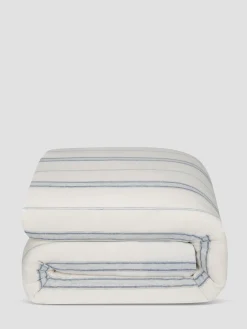Dusk Blue Farmhouse Stripe 100% Linen Duvet Cover
