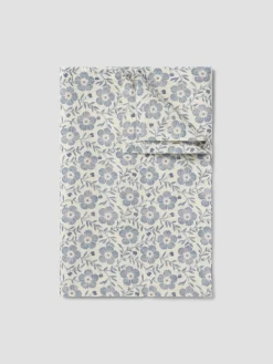 Dusk Blue Folk Floral Linen Blend Table Runner