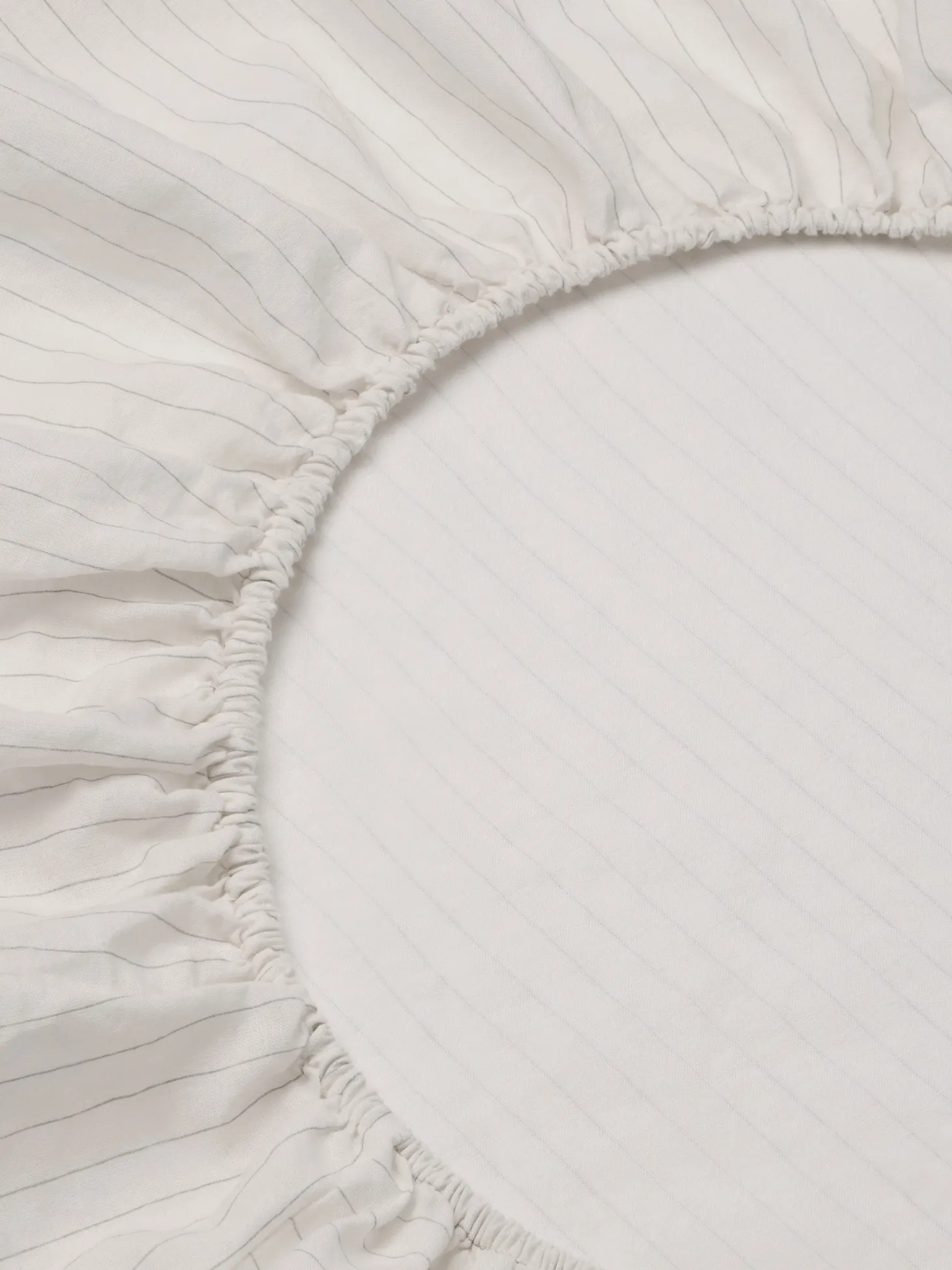 Dusk Blue Folk Stripe Linen Blend Fitted Sheet
