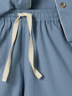 Dusk Blue Linen Blend Pajama Short Set