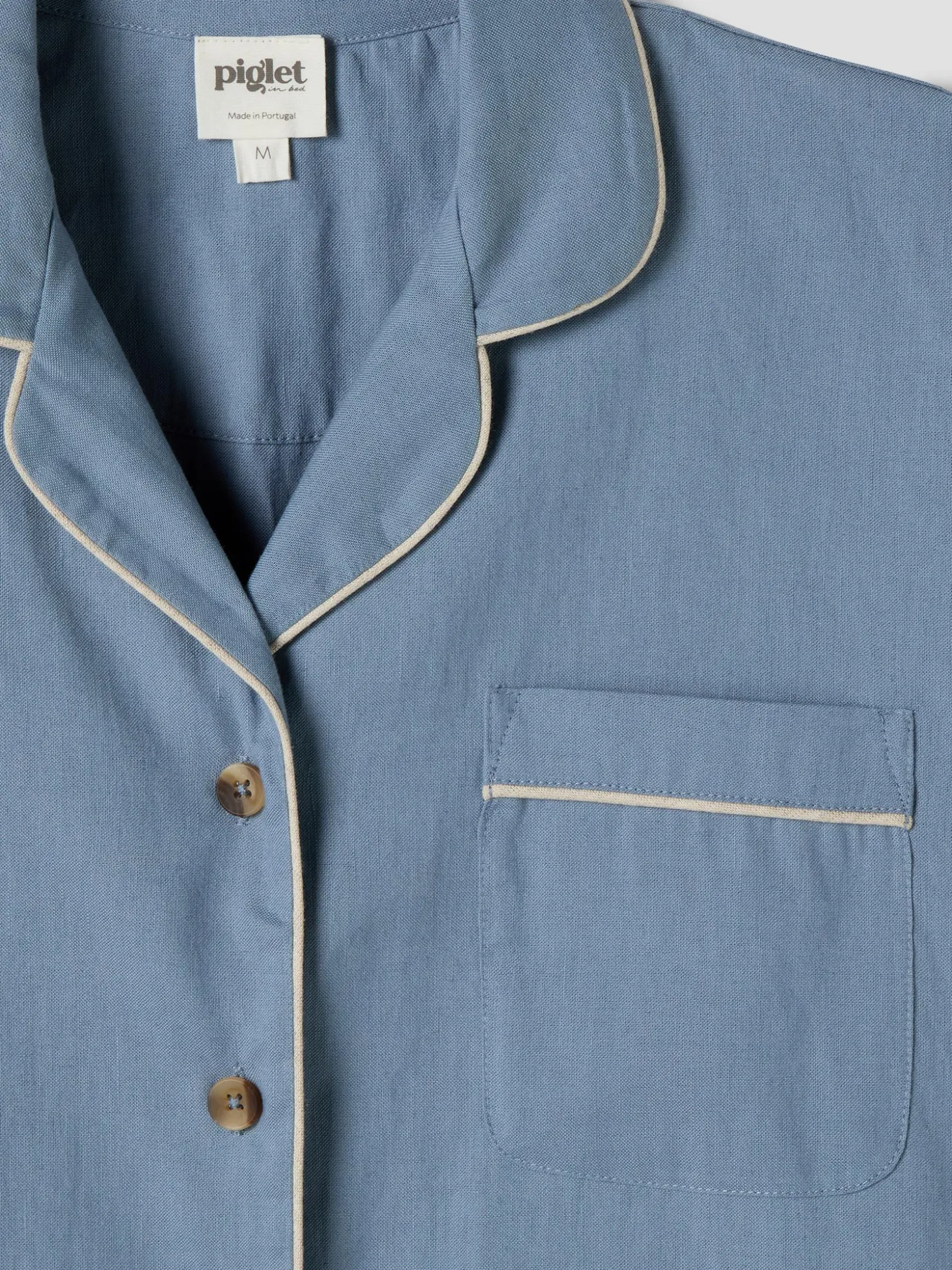 Dusk Blue Linen Blend Pajama Short Set