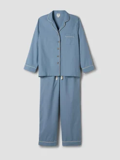 Dusk Blue Linen Blend Pajama Set
