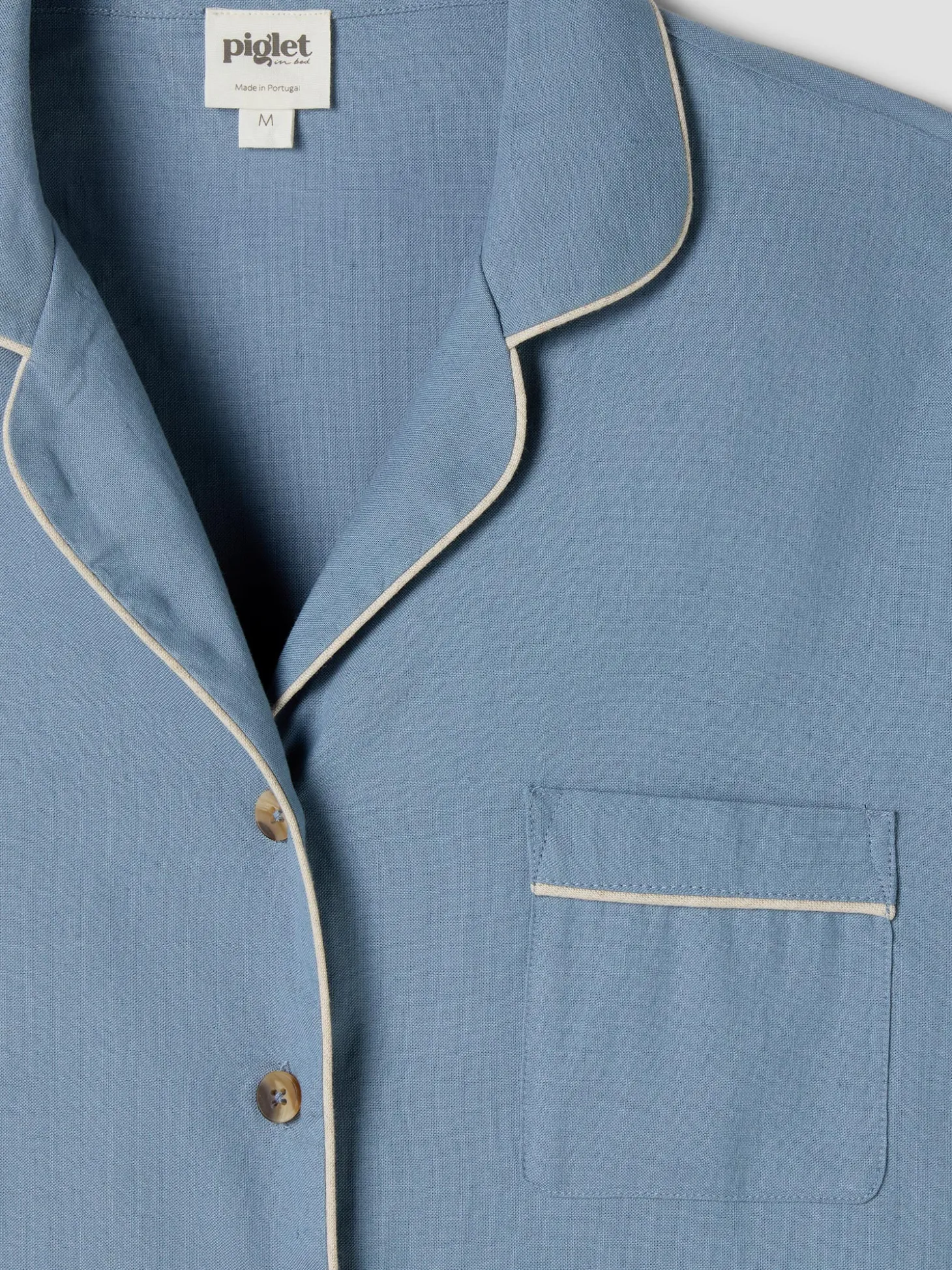 Dusk Blue Linen Blend Pajama Set