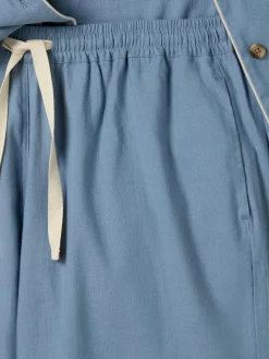 Dusk Blue Linen Blend Pajama Set