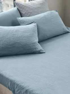 Dusk Blue 100% Linen Fitted Sheet