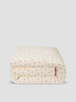 Dusk Blue Posy Bud Linen Blend Duvet Cover