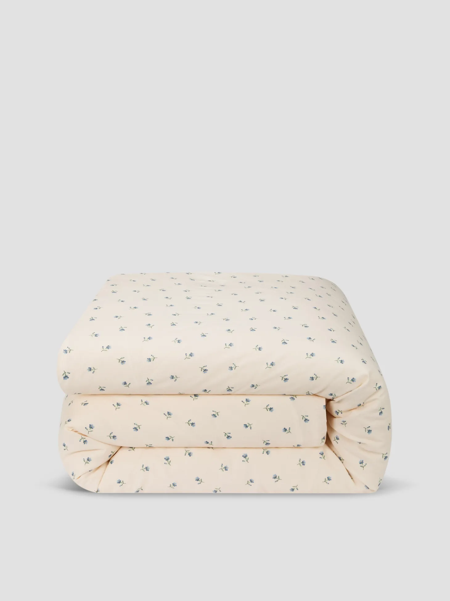 Dusk Blue Posy Bud Linen Blend Duvet Cover