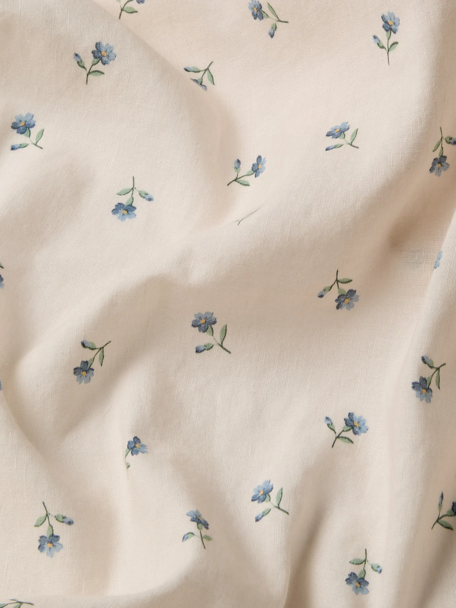 Dusk Blue Posy Bud Linen Blend Duvet Cover