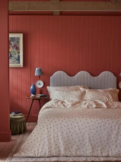 Dusk Blue Posy Bud Linen Blend Duvet Cover