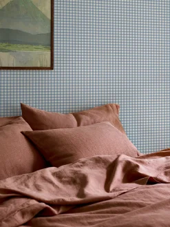 Dusty Blue Gingham Wallpaper