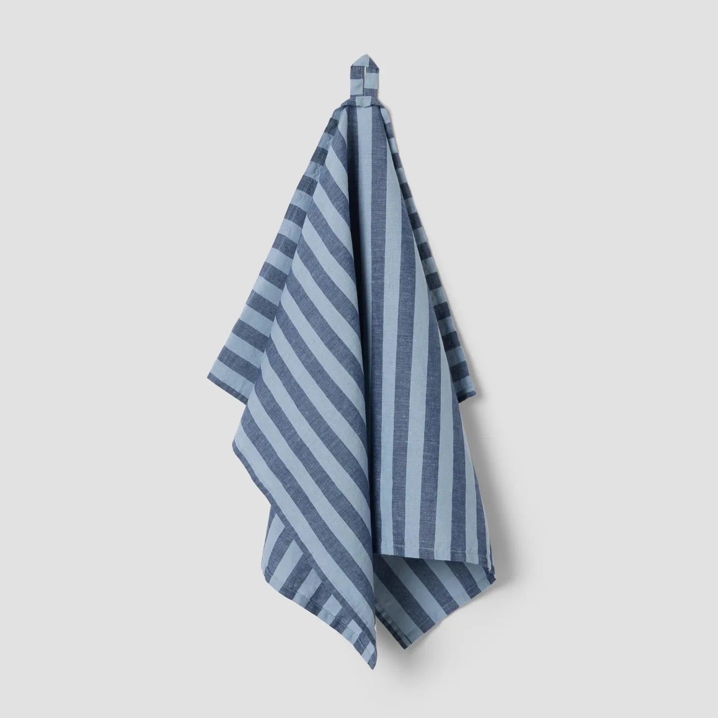 Dusty Blue Pembroke Stripe Linen Blend Tea Towel