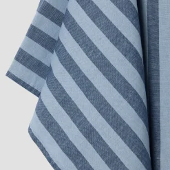 Dusty Blue Pembroke Stripe Linen Blend Tea Towel