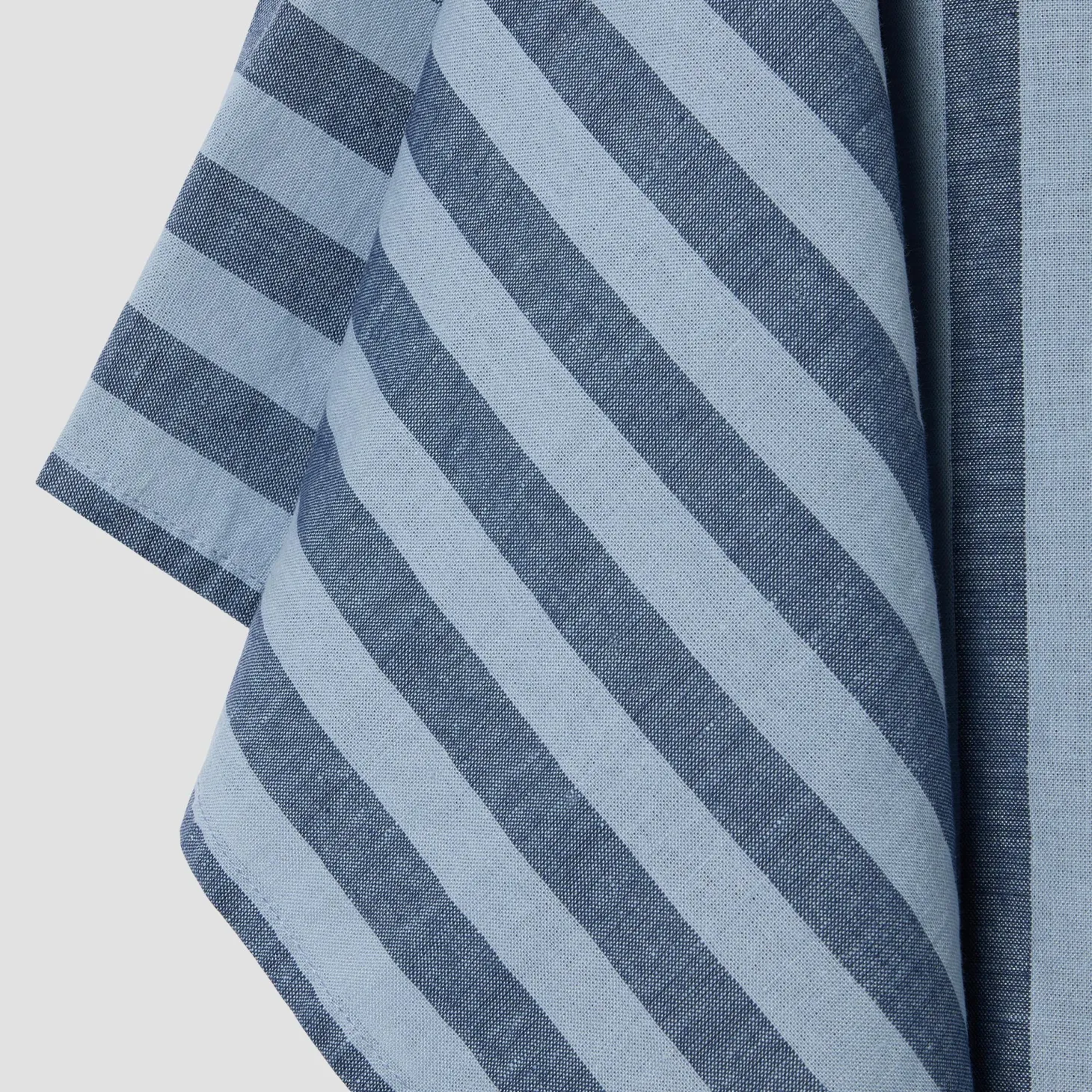 Dusty Blue Pembroke Stripe Linen Blend Tea Towel