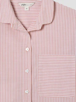 Dusty Pink Boyfriend Stripe Shorts Set