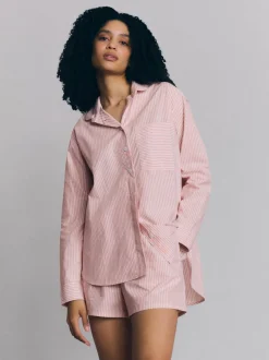 Dusty Pink Boyfriend Stripe Shorts Set