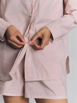 Dusty Pink Boyfriend Stripe Shorts Set