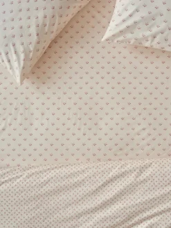 Dusty Pink Martha Floral Cotton Fitted Sheet