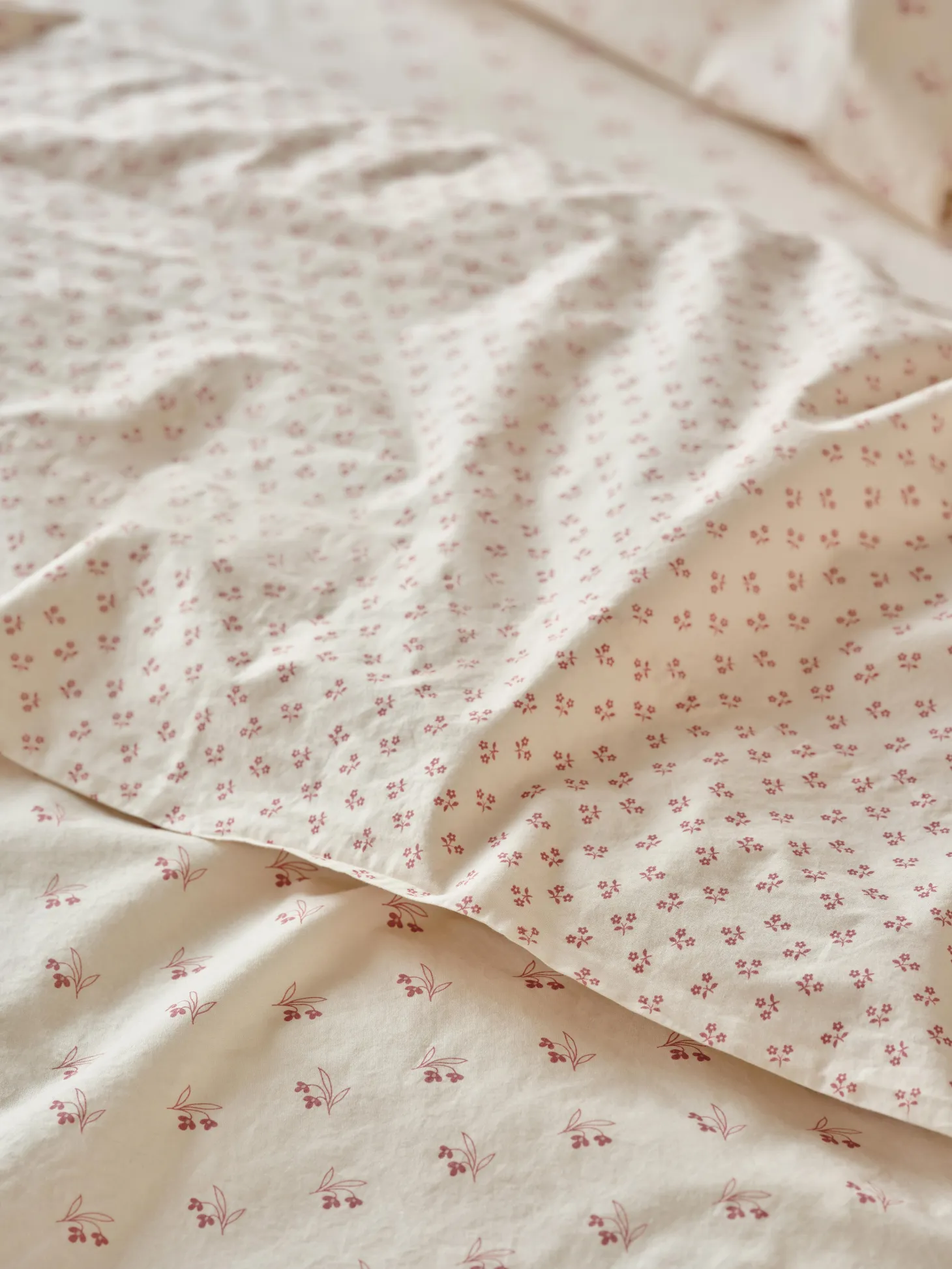 Dusty Pink Martha Floral Cotton Flat Sheet