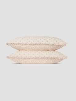 Dusty Pink Martha Floral Cotton Frill Pillowcases (Pair)