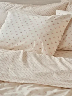 Dusty Pink Martha Floral Cotton Pillowcases (Pair)