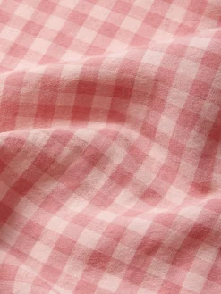 Dusty Pink & Rose Color Drenched Gingham Linen Blend Duvet Cover