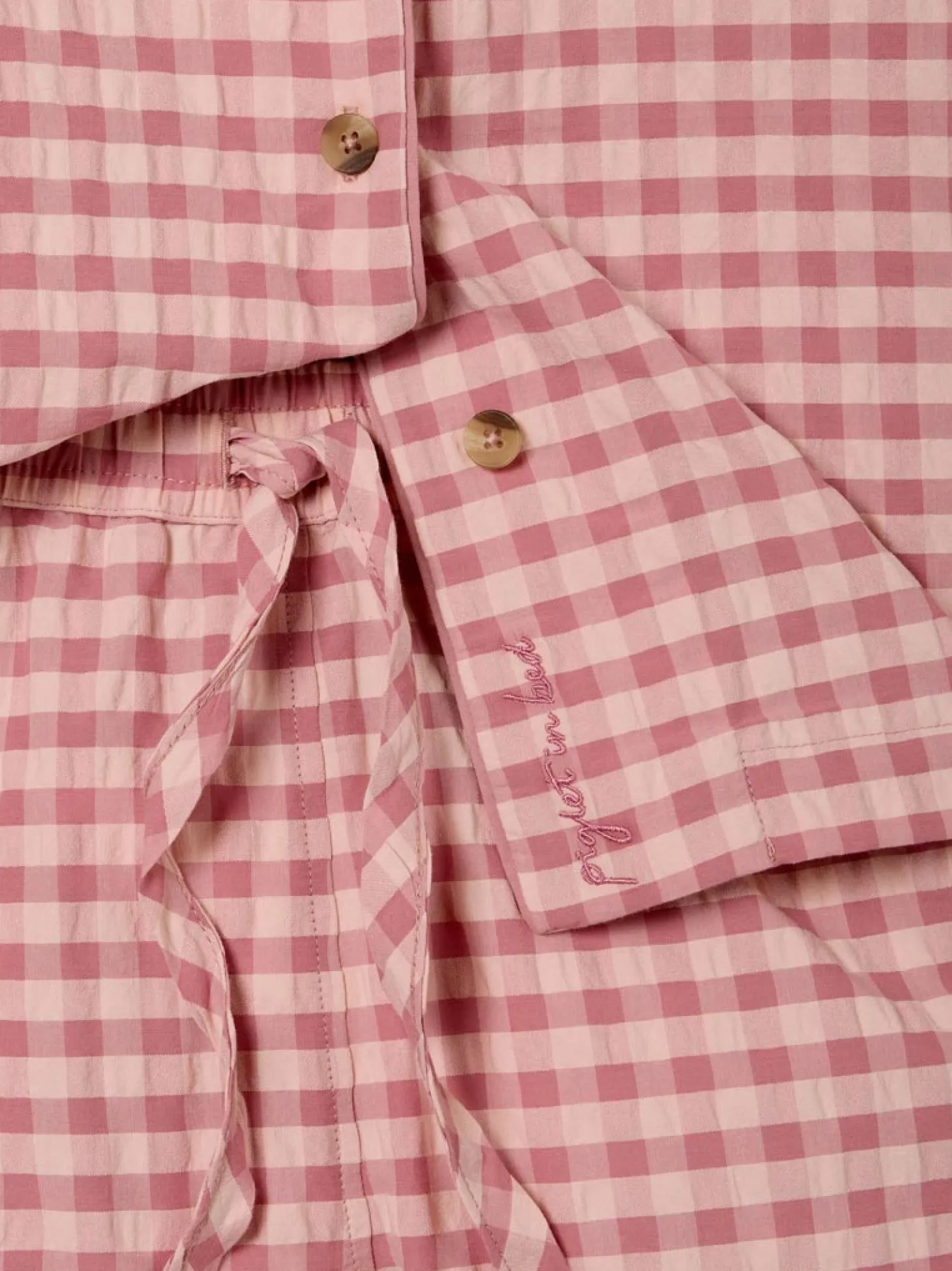 Dusty Pink & Rose Gingham Cotton Shorts Set