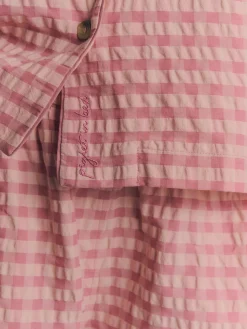 Dusty Pink & Rose Gingham Cotton Shorts Set