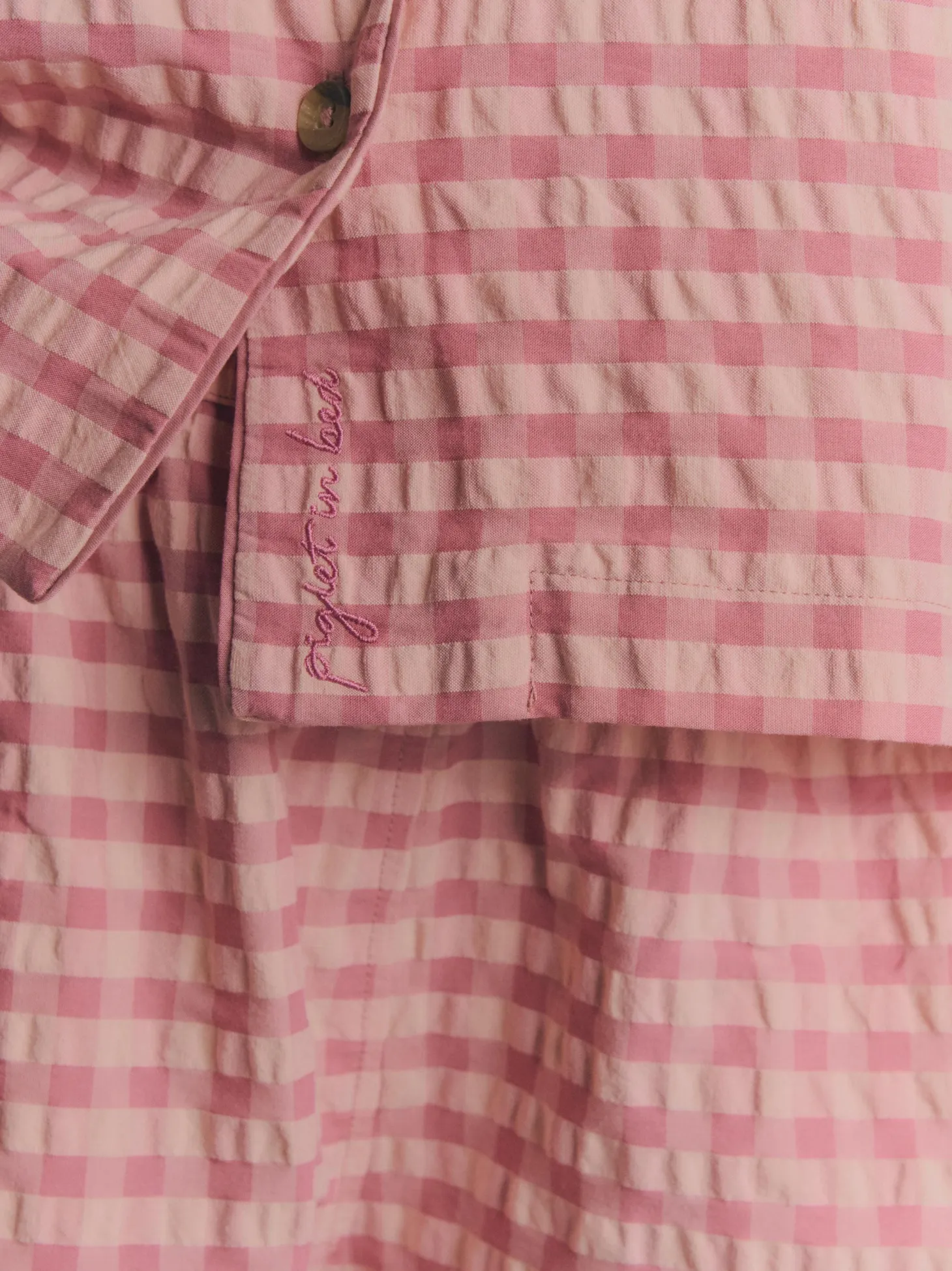 Dusty Pink & Rose Gingham Cotton Shorts Set