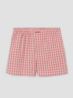 Dusty Pink & Rose Gingham Cotton Boxer Shorts