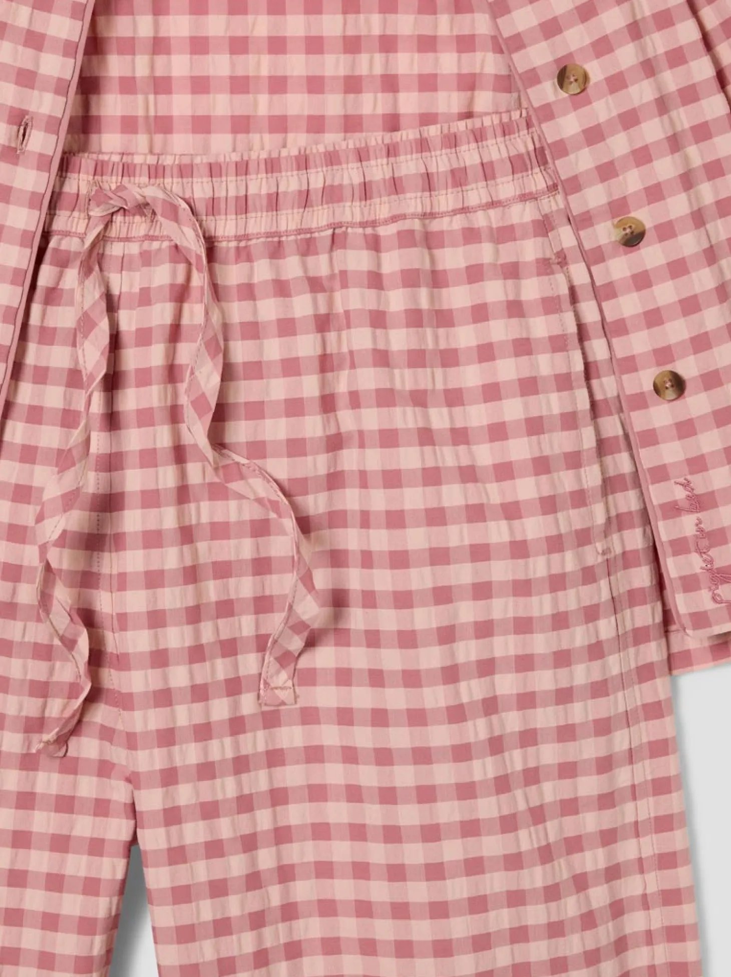 Dusty Pink & Rose Gingham Cotton Pants Set