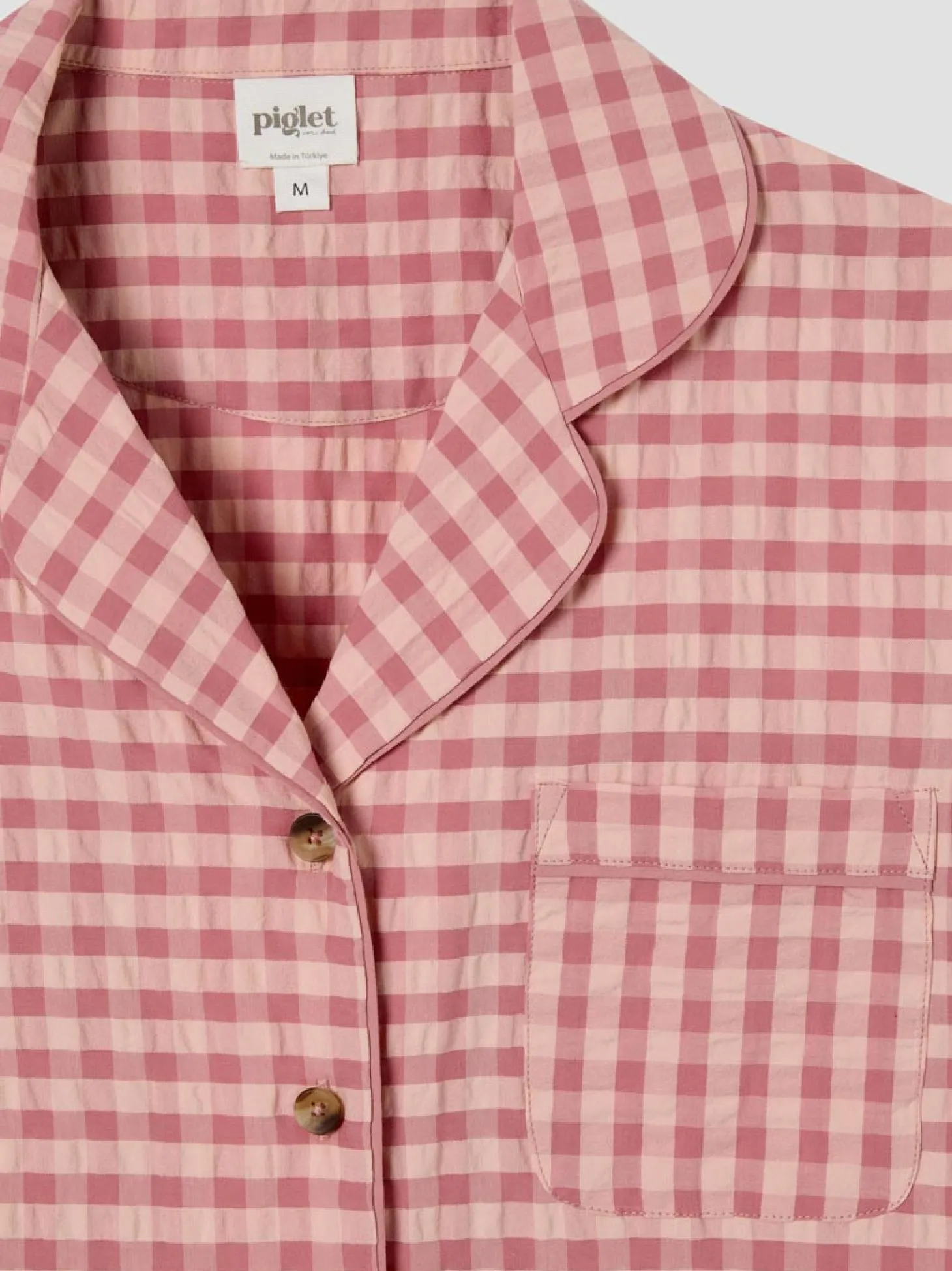 Dusty Pink & Rose Gingham Cotton Pants Set