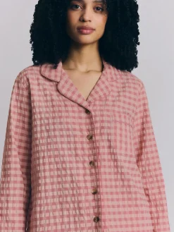 Dusty Pink & Rose Gingham Cotton Pants Set