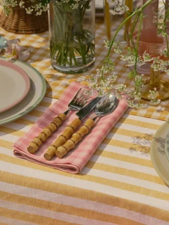 Dusty Pink & Rose Gingham Linen Blend Napkins Set of 4
