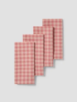 Dusty Pink & Rose Gingham Linen Blend Napkins Set of 4
