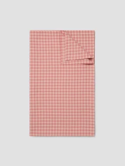 Dusty Pink & Rose Gingham Linen Blend Tablecloth