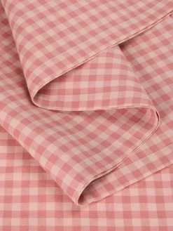 Dusty Pink & Rose Gingham Linen Blend Table Runner