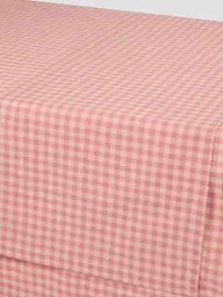 Dusty Pink & Rose Gingham Linen Blend Table Runner