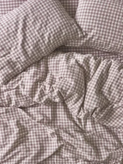 Elderberry Gingham Linen Blend Duvet Cover