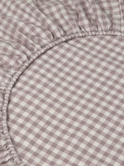 Elderberry Gingham Linen Blend Fitted Sheet